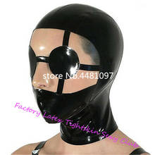 Sexy preto com cor transparente látex capa máscara de borracha unisex máscara cosplay club wear com zíper traseiro 2024 - compre barato