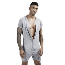 Mono pijama superelástico con botones para hombre, ropa de dormir estilo siameses para el hogar, cómoda, ajustada, de color sólido, como camiseta 2024 - compra barato