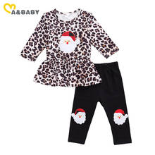 Conjunto de roupas infantis para meninas 1-5 anos, ma & baby, camiseta e calça de natal com estampa de oncinha e papai, roupa de natal para crianças 2024 - compre barato