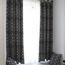 Cortina de algodão geométrica dupla face preta de estilo moderno, cortina de janelas, tratamento de janela, decoração de casa 2024 - compre barato