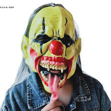 Scary Joker Circus Clown latex mask Horrible Halloween Demon Devil Costume hood Purim Carnival parade Cosplay party tricky props 2024 - compre barato