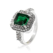 New Product Women's Green Zircon Silver Plated Ring Fashion Wedding Bague Jewelry Gift Engement Ring Dropshipping Price 2024 - buy cheap