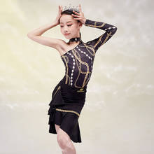 Girls Latin Dance Dress Fashion Print Single-Sleeve Split Suit Competition Dress Kids Latin Dance Practice Clothes Wear VDB3408 2024 - buy cheap