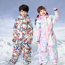 Traje de esqui para meninos e meninas, roupa quente impermeável de neve para crianças com temperatura-30 e snowboard 2024 - compre barato