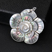 1PC Natural Black Shell Carved Flower Necklaces Pendants Jewelry Making DIY Accessories Woman Charms Mother of Pearl Accessories 2024 - buy cheap