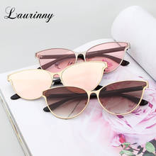 Gafas de sol de estilo ojo de gato para mujer, anteojos de sol femeninos con lentes de película de espejo de diseñador de marca, a la moda, gafas de sol con montura protectora, UV400 2024 - compra barato