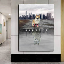Poster artístico de parede impressões hd, cão, imagens modulares, tela reflexiva em pintura a água, decoração de casa, atendimento para sala de estar 2024 - compre barato