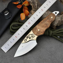 Cuchillo de caza hecho a mano D2, cuchillo de supervivencia de acero para acampar, hoja fija, cuchillo táctico de alta dureza, envío gratis 2024 - compra barato