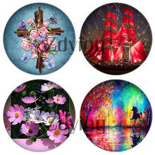 Zdying Religion Buddha Flower Horse Round Glass Photo Cabochon Dome Demo Flatback Photo Base DIY Making Jewelry Findings 2024 - buy cheap