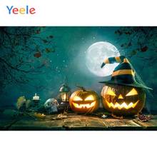 Yeele Halloween Backdrop Pumpkin Lantern Forest Wood Board Moon Night Custom Vinyl Photography Background For Photo Studio 2024 - buy cheap