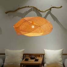 Luminária chinesa de vime tipo nuvem com pingente, lâmpada estilo rattan, bambu, tecido japonês 2024 - compre barato