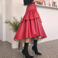 Осенне-зимняя новая модная Асимметричная юбка из искусственной кожи, Женская облегающая трапециевидная юбка с высокой талией 2024 - купить недорого