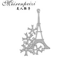 Meirenpeizi New Arrival Sliver  Color Plated Eiffel Tower Brooch Pins for Women or Men's Lapel Pin Free Shipping 2024 - buy cheap