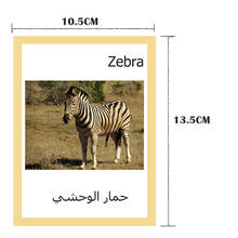 Tarjetas de animales árabes Montessori para niños, tarjetas Flash de bolsillo de 10,5 CM x 13,5 CM, imagen de palabras inclinadas, juguetes educativos 2024 - compra barato