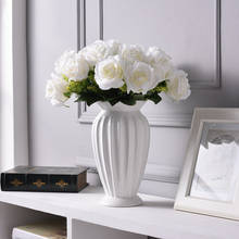 Современный минималистичный Европейский Стиль керамическая Цветочная ваза с орнаментом творческая столешница цветок белая ваза домашнего рождественского декора 2024 - купить недорого