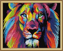 hh TOP Coloured lion cross stitch kit aida 14ct 11ct count print canvas stitches embroidery DIY handmade DA189 2024 - buy cheap
