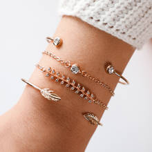 Fashion Bracelets For Women Fish Bone Charm Bracelets&Bangles Opening Round Friendship Bracelet Geometric Leaves Jewelry 2024 - buy cheap