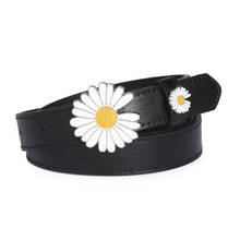 Small Daisy Pu Fine Belt Women Waistband Korean -style Student Flower Buckle Personality Smooth Buckle Faux Leather 2024 - buy cheap