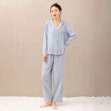 Spring Rayon Pajamas Long Sleeve Elegant Lady Pyjamas Women Blue Star Moon Print Sleepwear Viscose 2 Piece Pijamas Home Wear Set 2024 - buy cheap