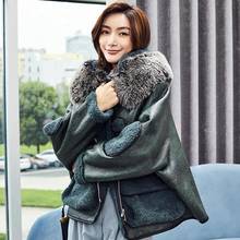 Real Fur Coat Women Winter Natural Merino Sheep Fur Jacket Fox Fur Collar Korean Shearling Womens Coats Oversize 2020 KJ3392 2024 - buy cheap