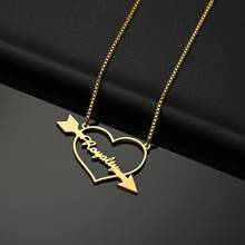 Customized Personalized Stainless Steel Arrow Through Heart Name Plate Necklace Box For Women Girls Custom LOVE Necklace Gifts 2024 - buy cheap