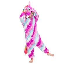 Kigurumi Girls Toddler One Piece Flannel Pajamas Children Panda Leopard Tiger Cartoon Animal Pijamas Unicorn Licorne Pyjamas 2024 - buy cheap