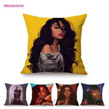 Funky Black Girl Cute Cartoon Sexy  African Art Home Decoration Throw Pillow Case Cotton linen Chair African Cushion Cover Case 2024 - buy cheap