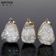 ShinyGem 20-40mm Irregular Natural Crystal Druzy Pendant Gold Plating Minerals Geode Gem Stone Pendant For DIY Jewelry Making 2024 - buy cheap