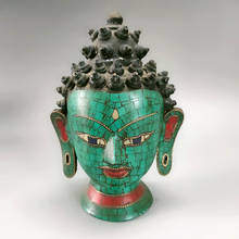 Elaborate Chinese ancient cloisonne copper Buddha Head Statue 2024 - buy cheap