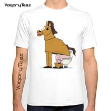 Забавная Мужская футболка с принтом лошади на туалете, модная мужская уличная одежда с коротким рукавом, повседневные топы, мужские футболки 2024 - купить недорого