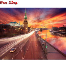 5D Diamond Painting Full Square Moscow Sunset city landscape Diamond Mosaic Rhinestone Picture Embroidery Sale Home Decor 2024 - buy cheap