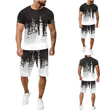 Комплект из футболки и шортов с 3d принтом струйной печати, летняя дышащая Повседневная футболка, мужской комплект для бега, модный мужской спортивный костюм Харадзюку 2021 G3 2024 - купить недорого