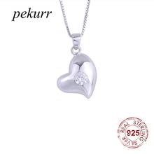 Pekurr 925 Sterling Silver Round Zircon Gem Heart Necklace For Women Cute Crystal Heart Pendants Party Fashion Jewelry Gifts 2024 - buy cheap