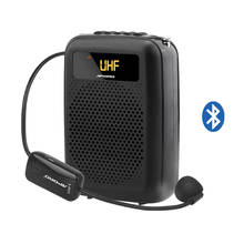 Antena uhf sem fio portátil, megafone com microfone, bluetooth, display de tela, rádio, 12w, amplificador de voz, 2400mah, headset 2024 - compre barato