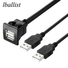 lballist Dual USB2.0 USB3.0 Male to Female Flush Mount Panel Dashboard Cable Shielded For Car Motorcycle 1m 2m 2024 - buy cheap