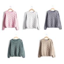 Autumn Winter Women Solid Color Long Sleeve Jumpers O Neck Knit Twist Sweater 2024 - buy cheap