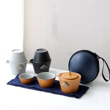 Conjuntos de chá portátil para viagem, cerâmica, bule, copo de chá, porcelana, um copo, dois copos, recipiente de acessório para bebidas com saco 2024 - compre barato