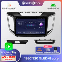 Prelingcar-rádio multimídia automotivo, reprodutor com vídeo e navegação gps, android 10.0, áudio estéreo, dvd, octa-core, para hyundai creta ix25 2014 a 2018 2024 - compre barato