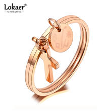 Lokaer Titanium Stainless Steel 2 In 1 Cross & Tag Charm Ring Trendy Rose Gold Bohemia Party Rings Jewelry For Women Girl R20038 2024 - buy cheap