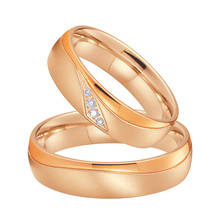 Anel de casamento cor ouro rosado sua e seu casamento combinando anéis para casal joia de casamento anel de dedo aliança anel 2024 - compre barato