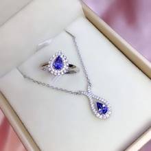 New Arrival Natural and Real Natural And Real Tanzanite Jewelry set  925 sterling silver Fine jewelry 1pc ring,1pc Pendant 2024 - buy cheap