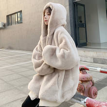 Oversized Hooded Faux Fox Fur Coat Winter Fashion Fake Fur Jacket Long Sleeve Thick Stitching Loose Outerwear F2036 2024 - buy cheap