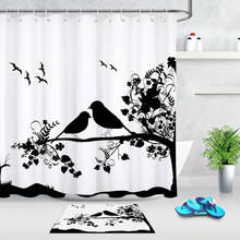 Black and White Shower Curtains Landscape Animal Bird Bathroom Curtain Waterproof Fabric Polyester Bath Curtain Washable 2024 - buy cheap
