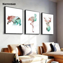 Arte abstrata geométrica moderna para parede, tela de pintura animal, decoração simples para quarto, sala de estar, arte impressa 2024 - compre barato