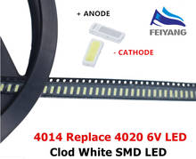100 unids/lote de cuentas LED SMD 4014, color blanco frío, 1W, 6V, 150mA, para retroiluminación de TV/LCD 2024 - compra barato