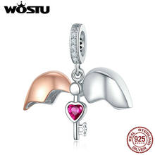 WOSTU-abalorios de plata de ley 925 con forma de corazón abierto, Charms de oro rosa para pulsera, collar, joyería artesanal, gran oferta, CQC844 2024 - compra barato