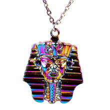 24005 New Fashion Rainbow Color Alloy Pyramid Ancient Egyptian Pharaoh Necklace free Stainless Steel Chain for gifts 2024 - buy cheap