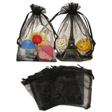 Bolsas de Organza de color negro, embalaje de joyería, decoración del banquete de boda, dibujables, 7x9, 9x12, 10x15, 13x18CM, 100 Uds. 2024 - compra barato