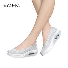 EOFK Summer Women Platform Shoes Woman Flat Swing Shoes Lady Slip On Comfort Black Mesh Fabric Shoes 2024 - buy cheap