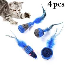 4pcs Cat Play Toys Set Creative Faux Feather Plush Rope Cat Teaser Toy Pet Play Toy Pet Supplies Cat Favors 2024 - buy cheap